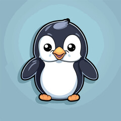 Cute penguin sticker vector illustration. Flat design
