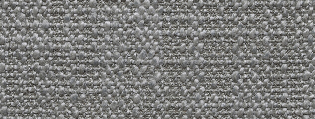 Texture of dark gray background from woven textile material, macro. Structure of vintage grey...