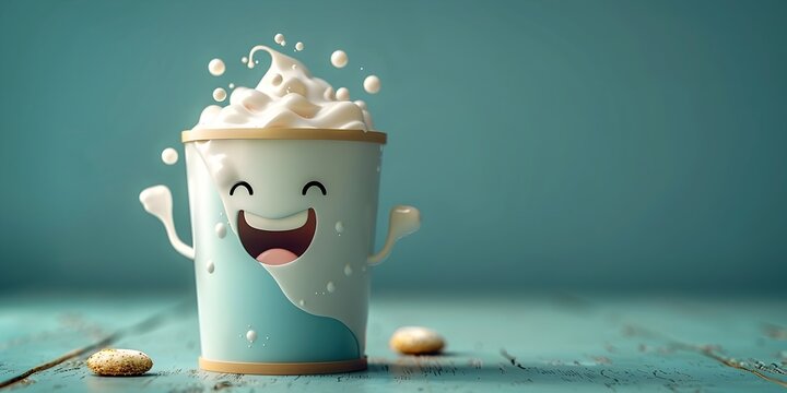 Cheerful Milk Can Character Frothing with Fresh and Creamy Dairy Delight