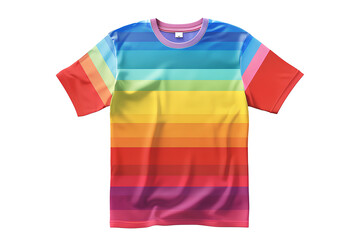 plain rainbow pride color classic t-shirt , front view mockup ,isolated on transparent background