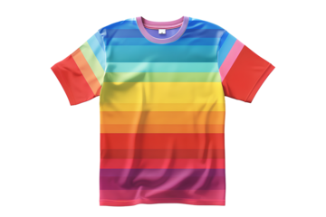 plain rainbow pride color classic t-shirt , front view mockup ,isolated on transparent background