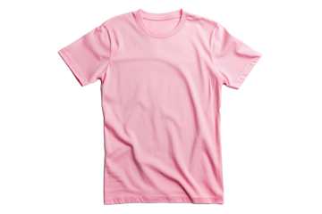 plain pink classic t-shirt , front view mockup ,isolated on transparent background
