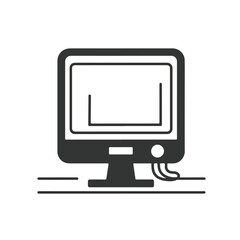 Desktop computer monitor silhouette style icon vector
