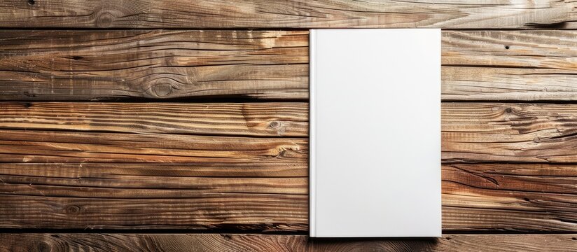 Picture space. Display a brochure in a4/a5 size on a wooden background.
