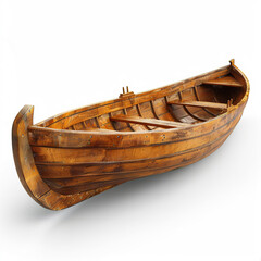 Small wooden empty rowing boat, AI Generative.