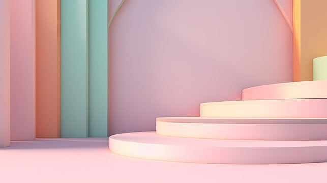 3d rendering colorful platform