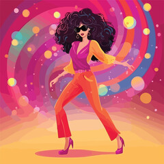 Disco woman cartoon cartoon vector illustration iso