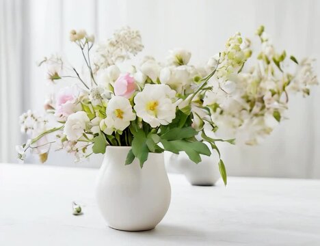 bouquet of white flowers in vase