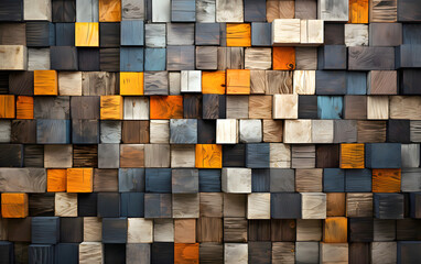 volumetric square sections of wood of different colors. abstract background geometric texture