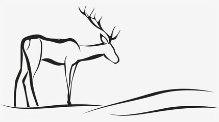  A B/W sketch of a deer in snow, turning its head right, facing the viewer
