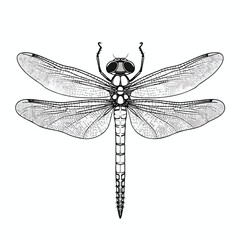 Dragonfly Outline. Isolated dragonfly on white back