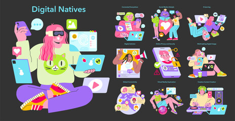 Digital Natives set. Vector illustration