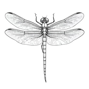 Dragonfly Outline. Isolated dragonfly on white back