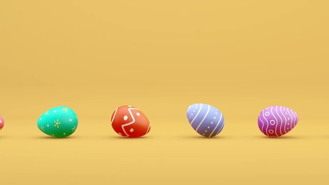 Seamless Looping Animation Of Multicolour Easte Happy Easter A Row Of Eggs Rolling In One Direction Concept Of Traditional Spring Celebration Symbol Of New Life