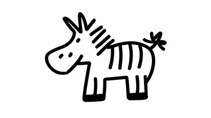  A monochromatic sketch of a zebra featuring a ribbon tied to its tail and a bow adorning its mane