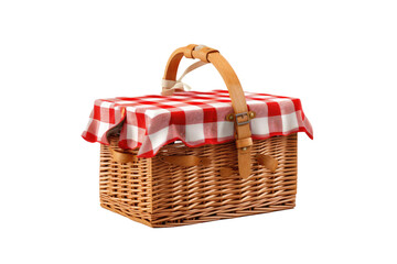 A Classic Picnic Setting Under a Checkered Canopy. On White or PNG Transparent Background.