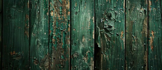 Fototapeta na wymiar Dark green wood with natural texture, vignette, and shadow.