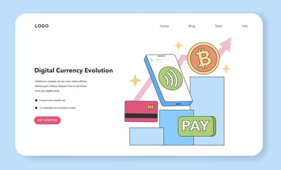 Digital Currency Evolution concept. Flat vector illustration