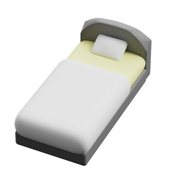 bed in a hotel. 3d rendered travelling icon.