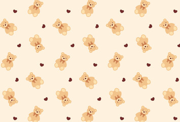 seamless pattern with teddy bears and hearts for banners, cards, flyers, social media wallpapers, etc.