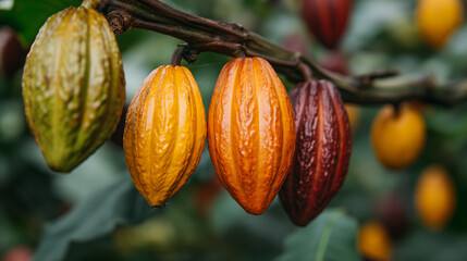 Cocoa tree fruits - cacao pods.