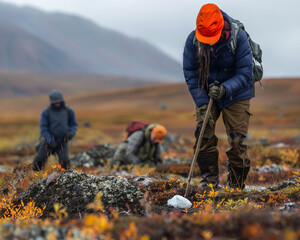 Archaeologists employ machine learning in the tundra to analyze soil samples accelerating the discovery of prehistoric settlements - obrazy, fototapety, plakaty