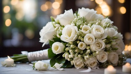 wedding bouquet of white flowers