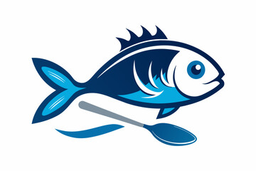 Fish and spoon logo, vector art illustration