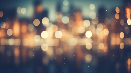 Abstract blurred city background with bokeh defocused lights and reflections