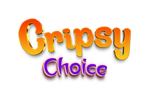 Crispy Choice. Format PNG.icon sign symbol design transparent background. Cute cartoon comics. Blanc place for text.sticker for banner, chat, web page, poster. 3d text render with gold effect, meta - Powered by Adobe