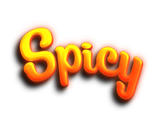 Spicy .Format PNG.icon sign symbol design transparent background. Cute cartoon comics. Blanc place for text.sticker for banner, chat, web page, poster.  3d text render with gold effect, meta