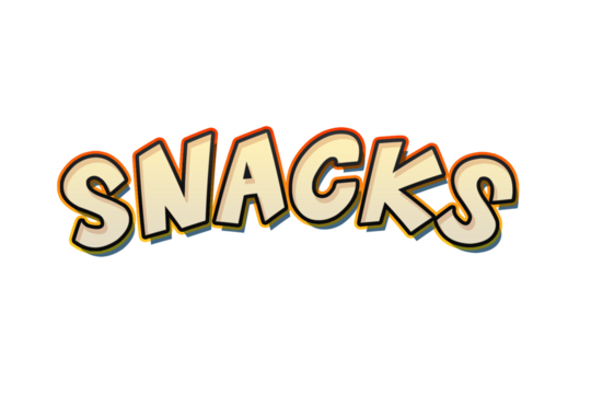 Snacks.Format PNG.icon sign symbol design transparent background. Cute cartoon comics. Blanc place for text.sticker for banner, chat, web page, poster. 3d text render with gold effect, meta - Powered by Adobe