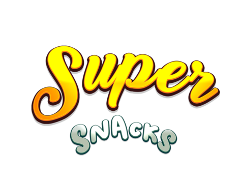 Super Snacks Format PNG.icon sign symbol design transparent background. Cute cartoon comics. Blanc place for text.sticker for banner, chat, web page, poster. 3d text render with gold effect, meta - Powered by Adobe
