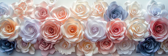 close up pastel colored roses background, colorful rose background, banner, wedding day, valentine, mothers day, banner