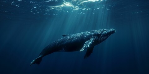 Humpback Whale Swimming Underwater