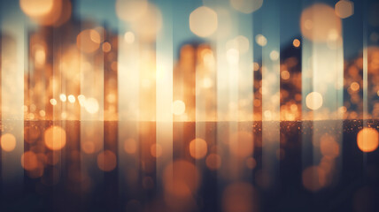 Blurred city lights bokeh background. Defocused urban abstract background.