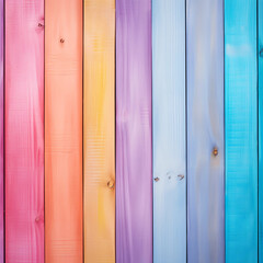 Colorful wooden background with pastel rainbow colors in the style of various artists - obrazy, fototapety, plakaty