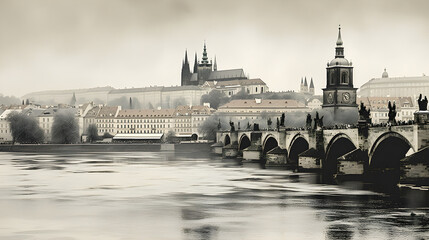Vintage Splendor of Prague: An Architectural Elegy of Czechoslovakia - obrazy, fototapety, plakaty