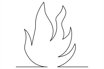 Continuous one line drawing fire art Vector illustration of white background
