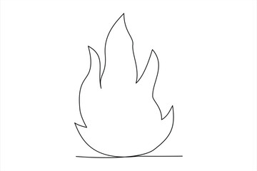 Continuous one line drawing fire art Vector illustration of white background
