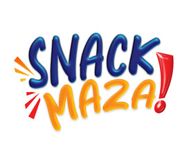 Snack Maza. Snac Format PNG.icon sign symbol design transparent background. Cute cartoon comics. Blanc place for text.sticker for banner, chat, web page, poster.  3d text render with gold effect, meta