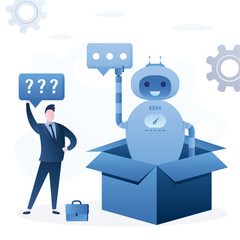 Engineer or coder create new robot, chatbot development. Automation innovation technology. Programmer develop chatbot or artificial intelligence.