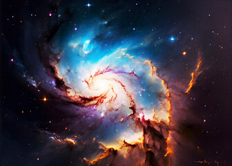Colorful space galaxy cloud nebula. Stary night cosmos. Supernova background wallpaper - obrazy, fototapety, plakaty