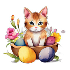 Fototapeta premium Easter Cat Egg