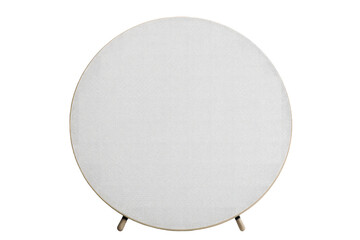 Ethereal White Round Table Dancing on a Gleaming Metal Pedestal. On White or PNG Transparent Background.