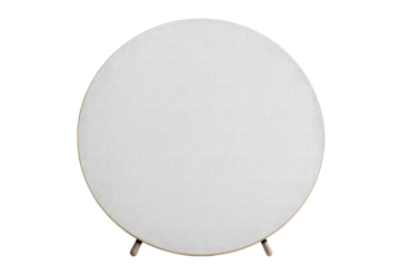 Ethereal White Round Table Dancing on a Gleaming Metal Pedestal. On White or PNG Transparent Background.