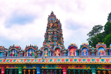 Batu Caves, Kuala Lumpur, July 21, 2023: New view with colourful staircase at Murugan Temple Batu Caves has become a new tourist attraction in Malaysia