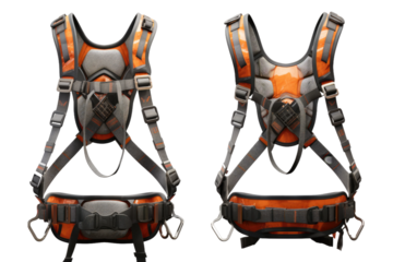 Twin Guardians: Safety Harnesses. On White or PNG Transparent Background.