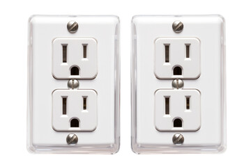 Electric Frost: A Pair of White Outlets Illuminating Blank Canvas. On White or PNG Transparent Background.