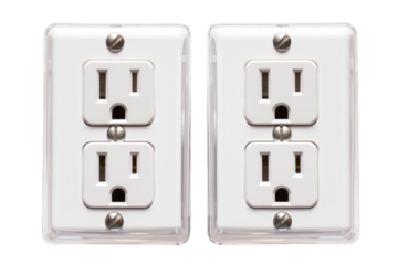 Electric Frost: A Pair of White Outlets Illuminating Blank Canvas. On White or PNG Transparent Background.